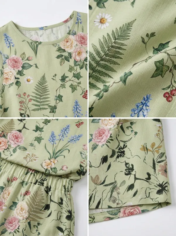 Women's Botanical Garden Floral Printed Sleeveless Set