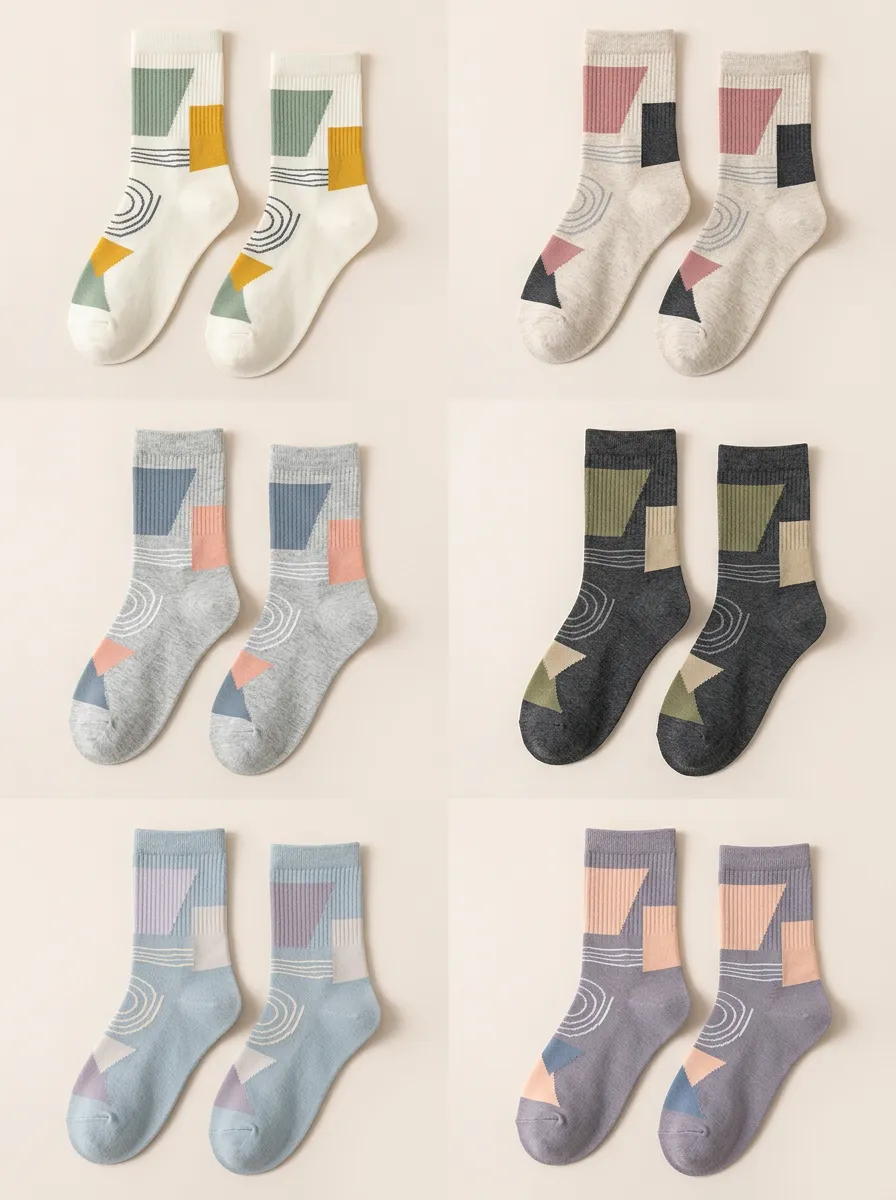 Women's Abstract Geometric Crew Sock Set