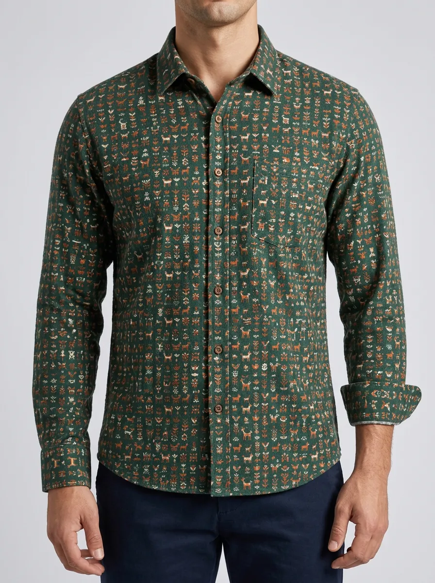 Men's Floral Long Sleeve Casual Shirt