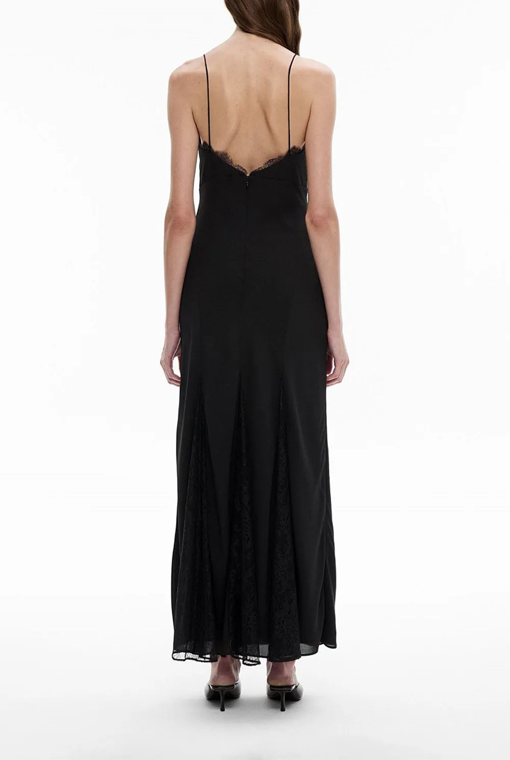 Strapless Net Fabric V-Neck Long Dress