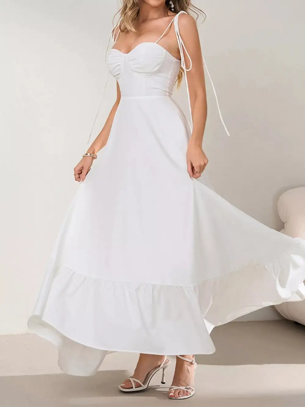 Structured Shape Ruffle Maxi Dress