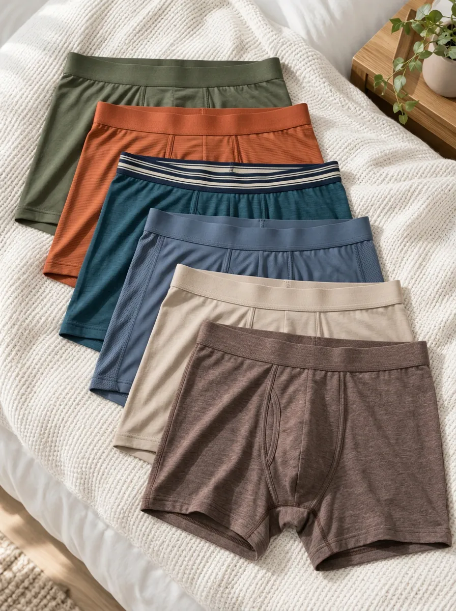 Men's Multi-Color Solid Earth Tone Printed Boxer Briefs Set