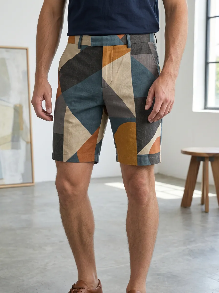 Men's Casual Geometric Abstract Tailored Shorts