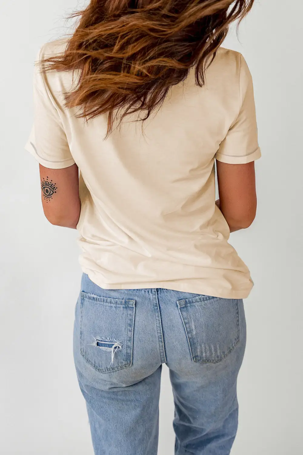 Graphic Round Neck Cuffed T-Shirt