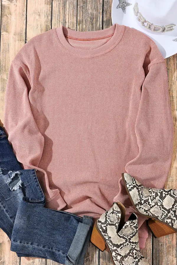 Ribbed Crewneck Sweatshirt