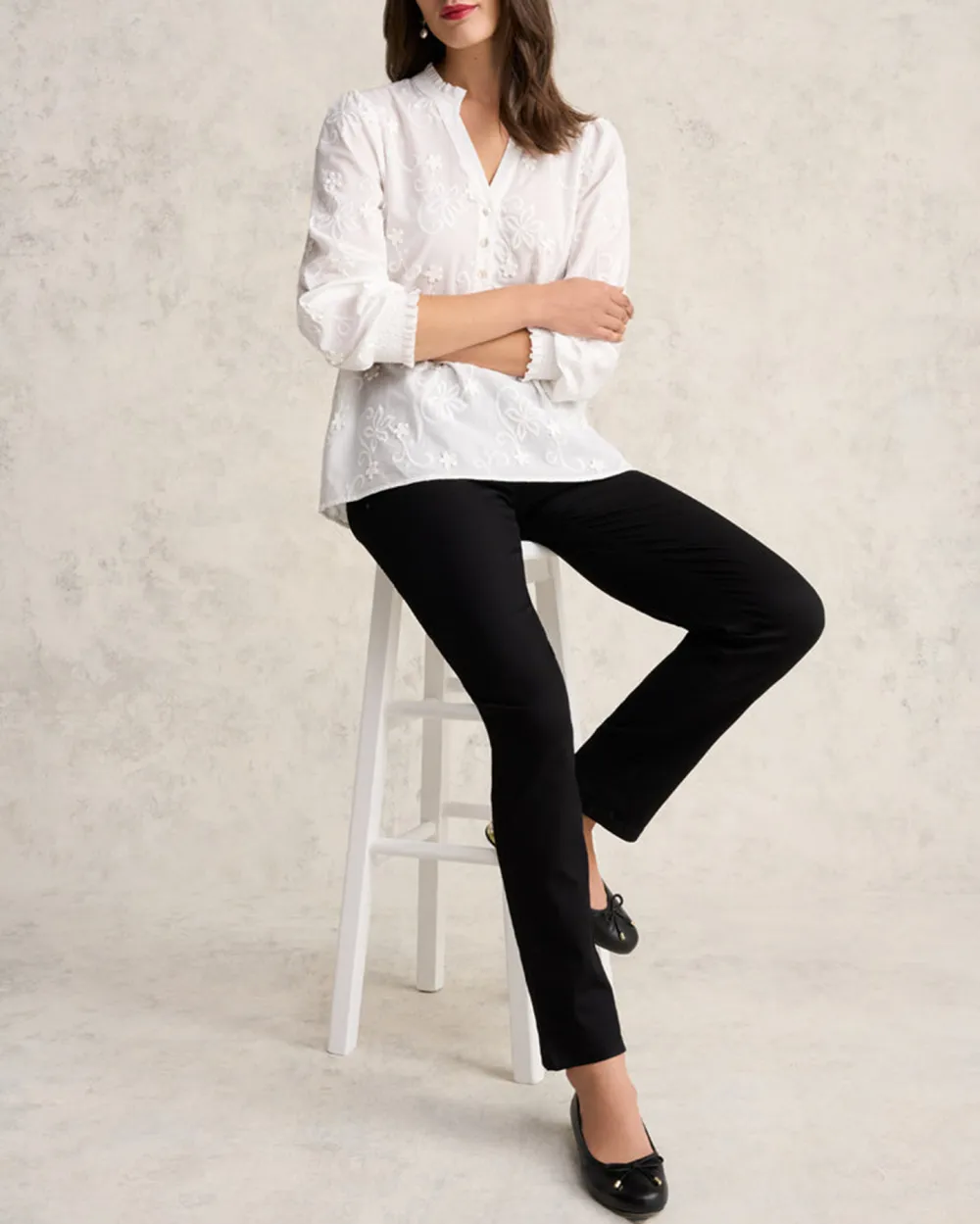 3D Floral Cotton Blouse