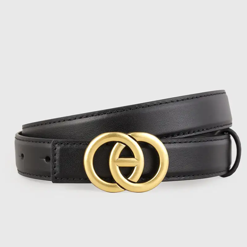 Double Circle Buckle Leather Belt