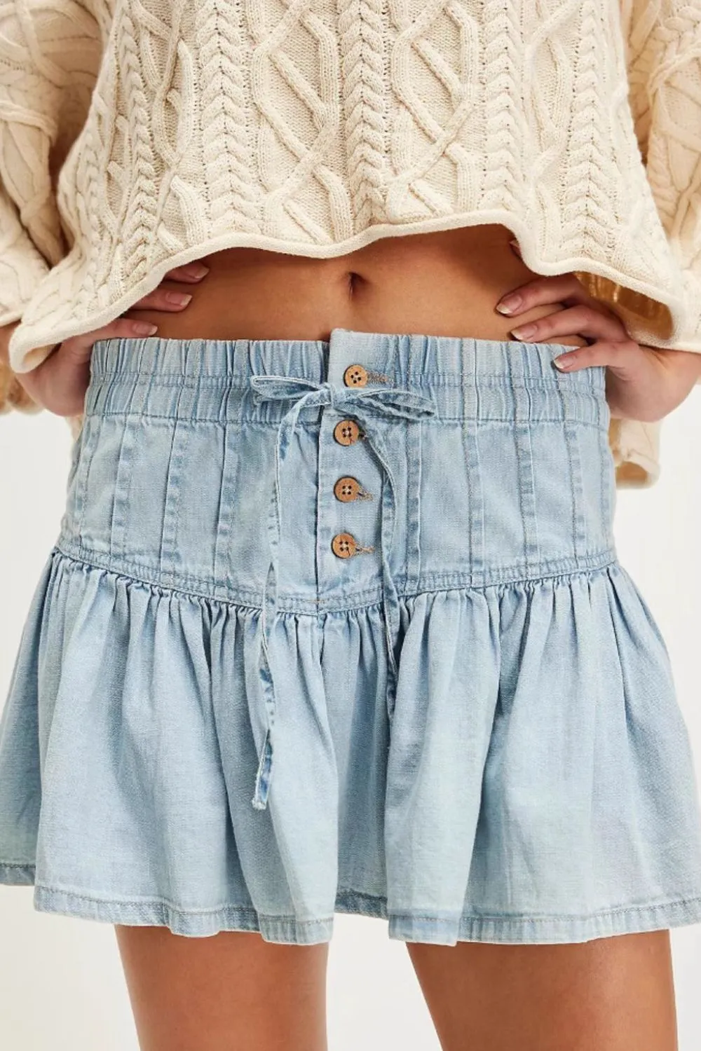 Ruffle Denim Mini Skirt