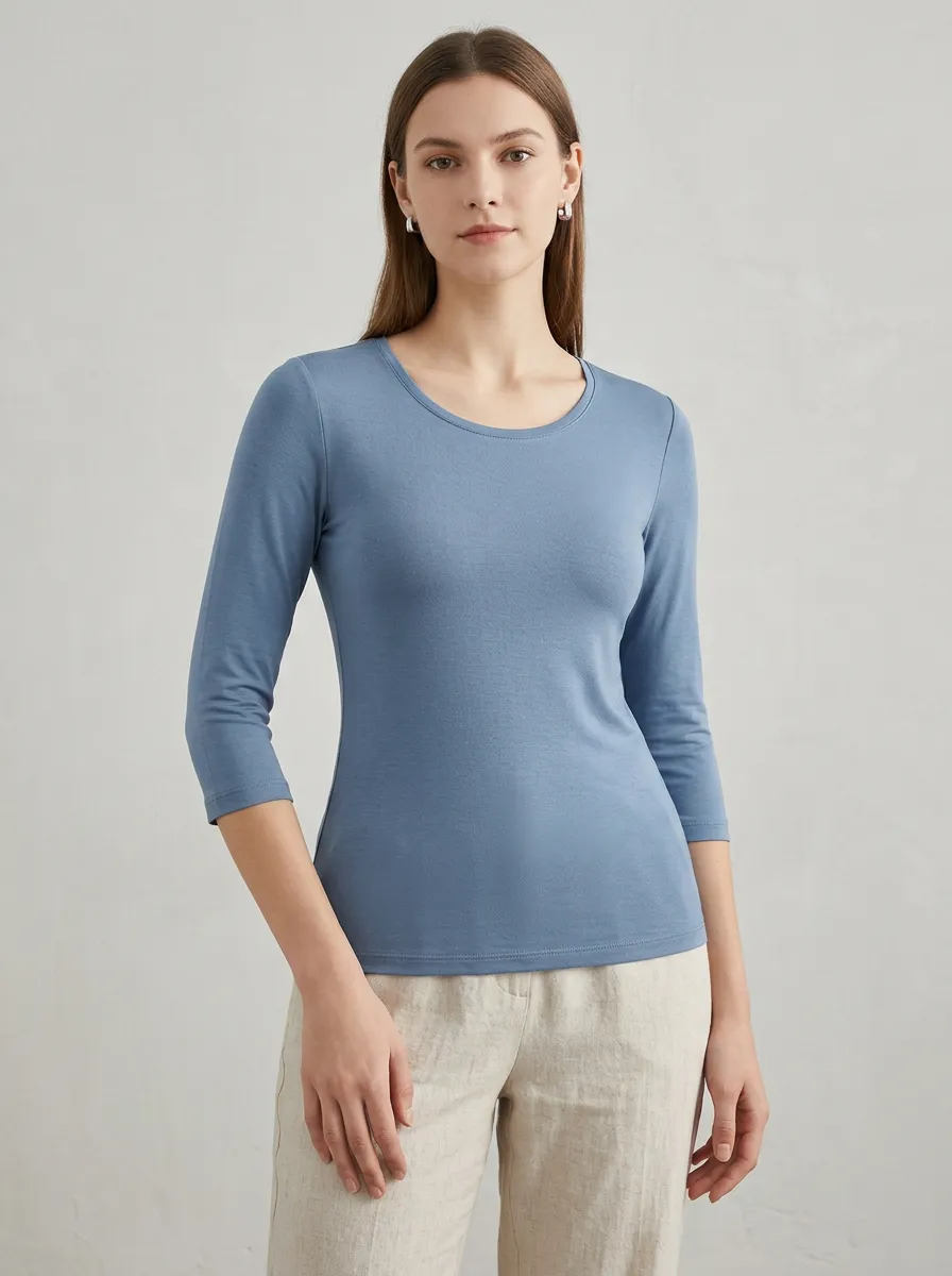 Classic Crew-Neck Women's Three-Quarter Sleeve Top