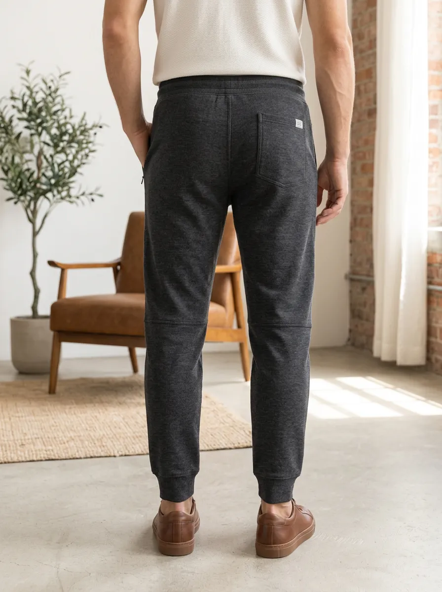 Men's Casual Athletic Charcoal Grey Jogger Sweatpants