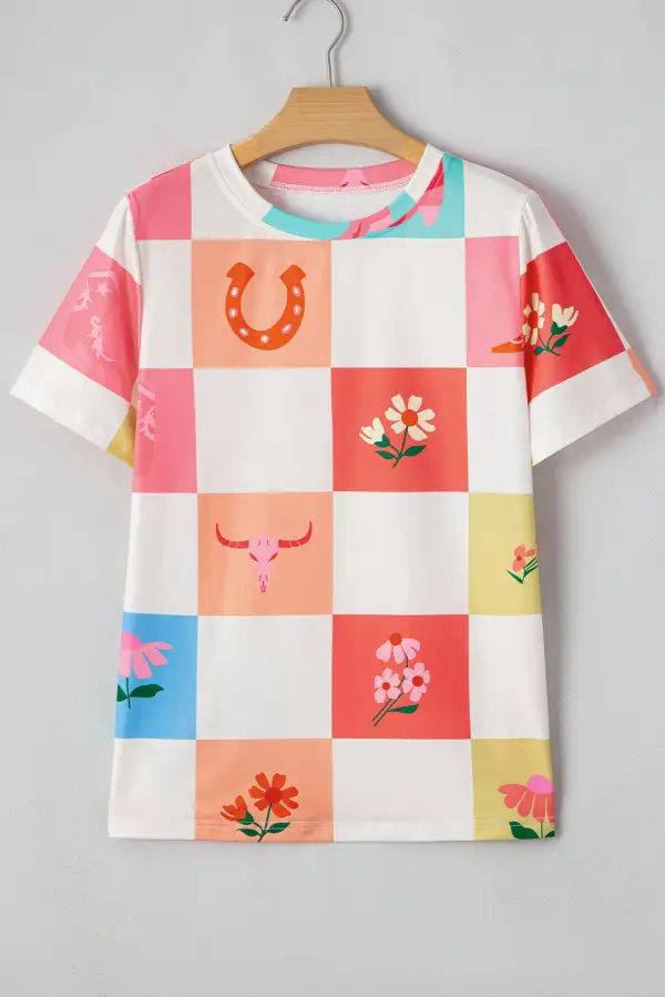 Orange Western Fashion Checker Print