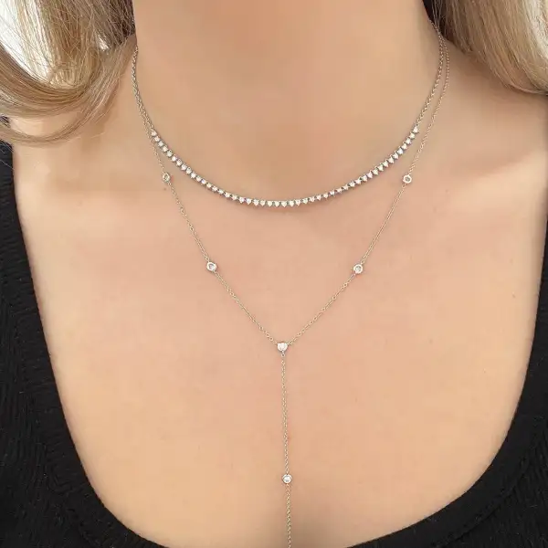 Minimal Contemporary Classic Diamond Necklace