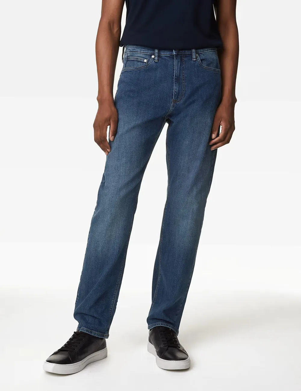 Men's Black Loose Fit Stretch Casual Jeans