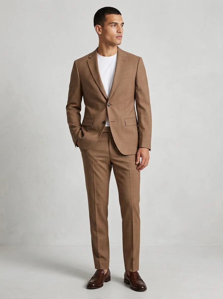 Notch-Lapel Two-Button Single-Breasted Regular-Fit Men's Two-Piece Suit Set