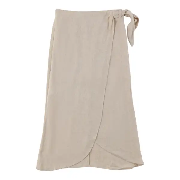 Linen Blend Wrap Skirt