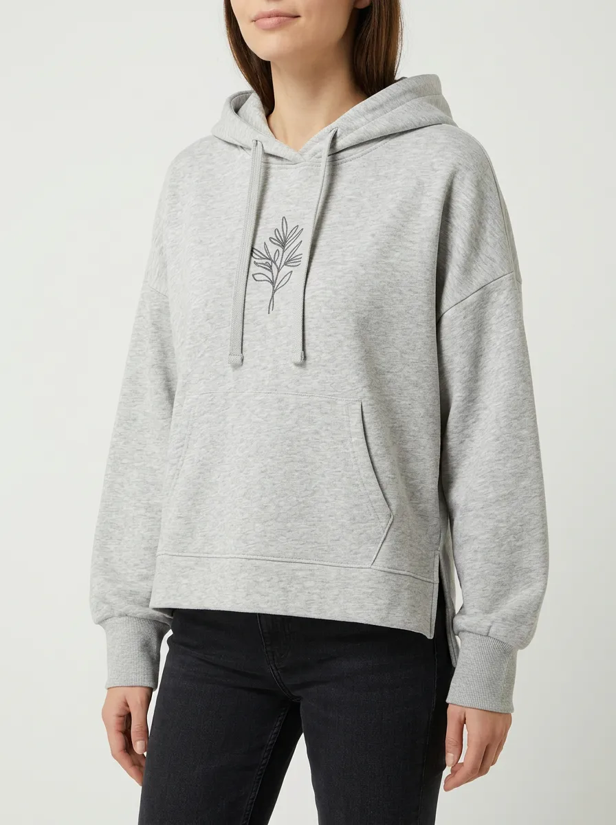 Women's Classic Botanical Leaf Minimal Nature Inspired Graphic Hoodie