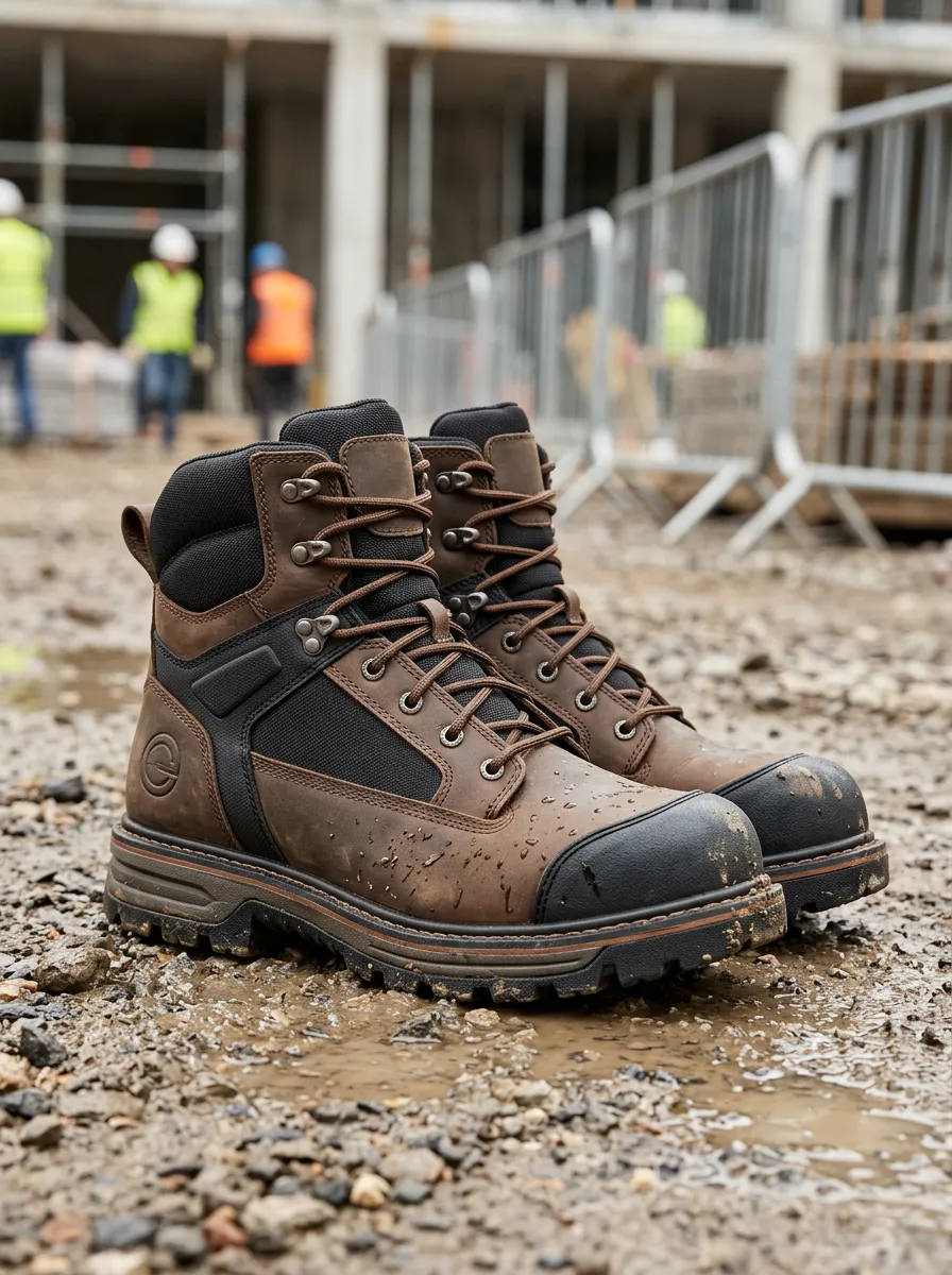Men's Construction Site Waterproof Leather Work Boots