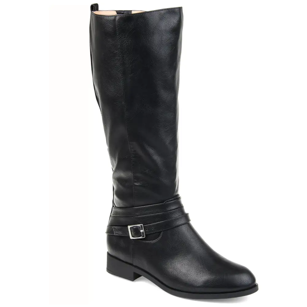 Layered Strap Mid Calf Boots
