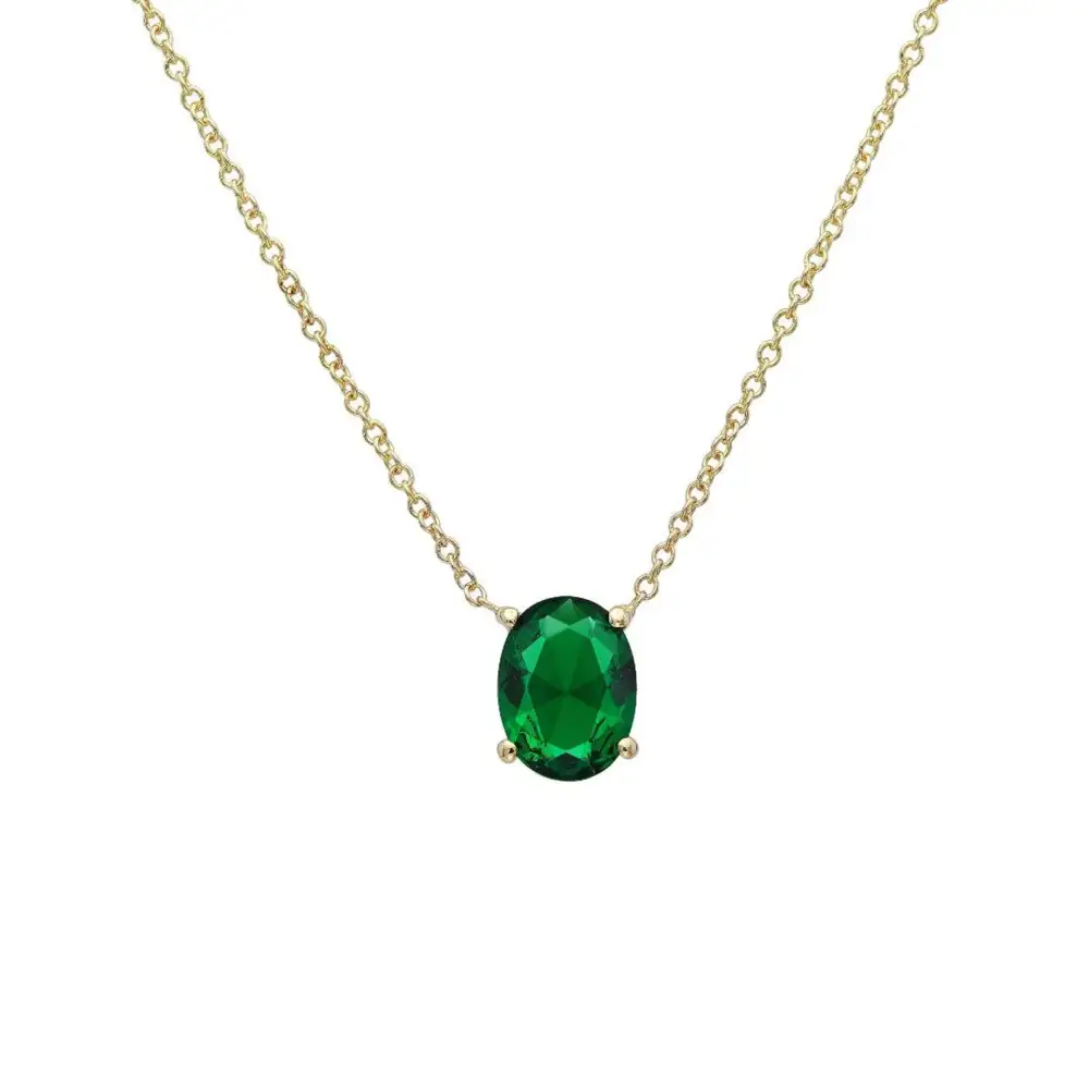 Oval Solitaire Emerald Necklace