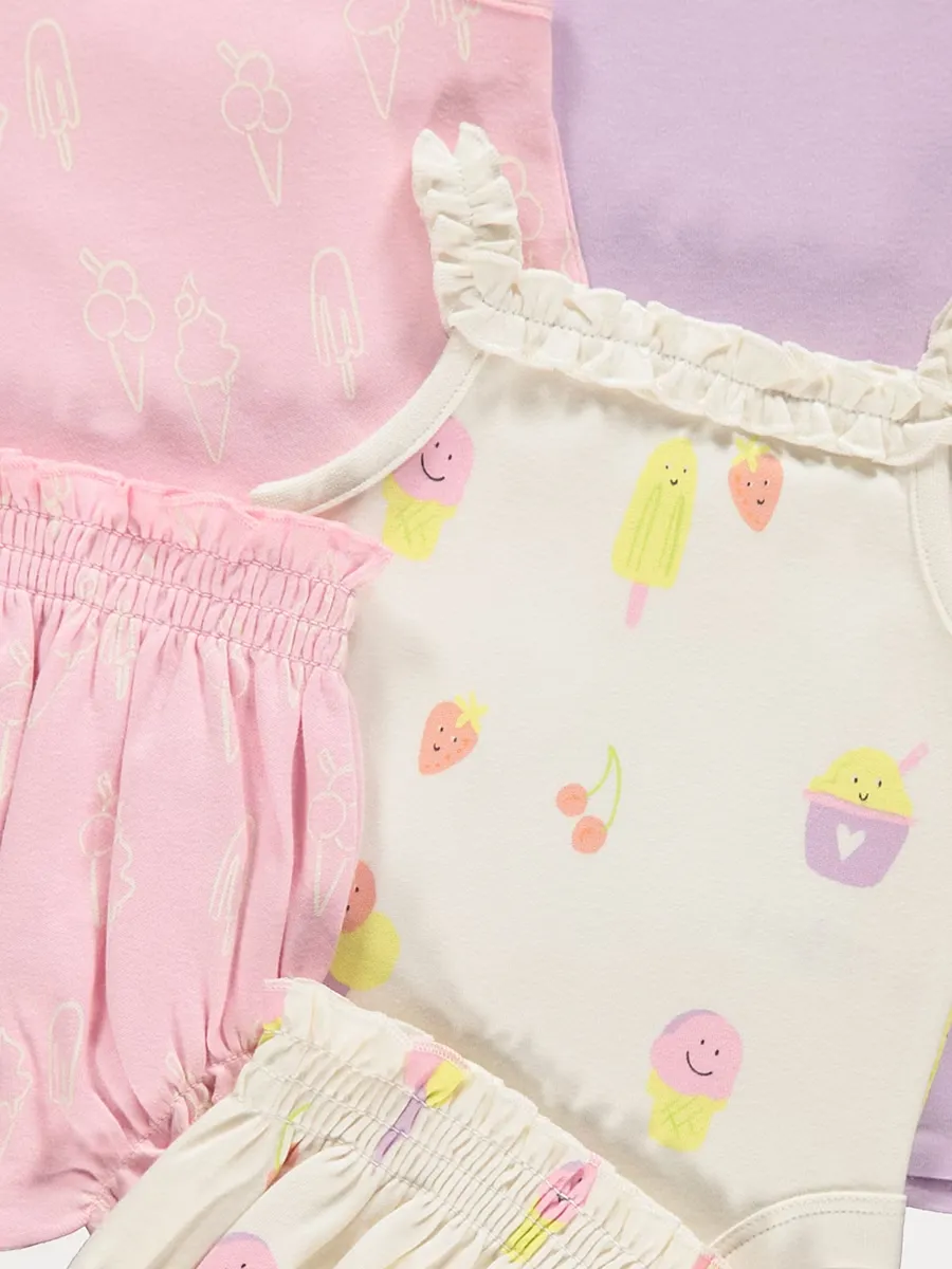Ice Cream Sleeveless Bodysuits and Briefs 3 Pack
