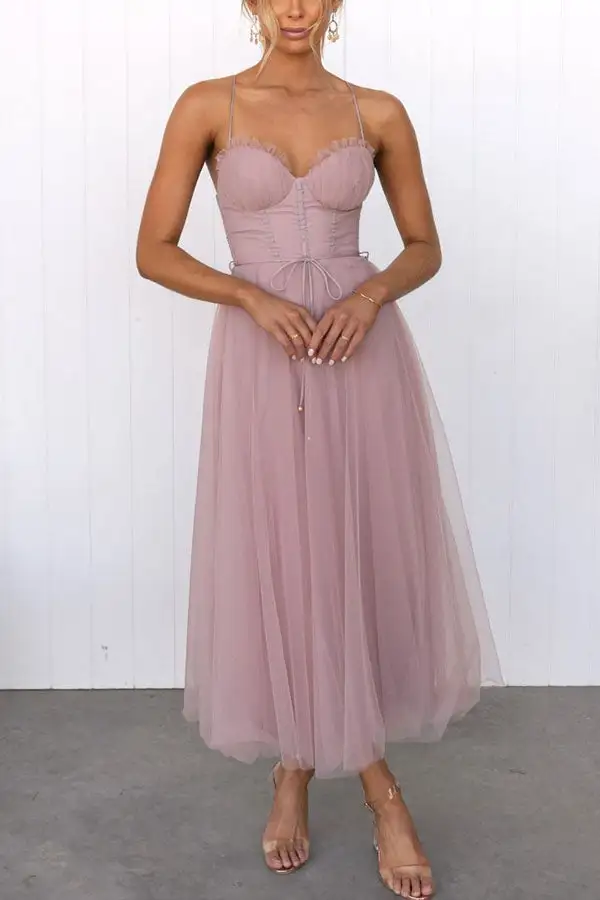  Corset Midi Dress Tulle A Line Design