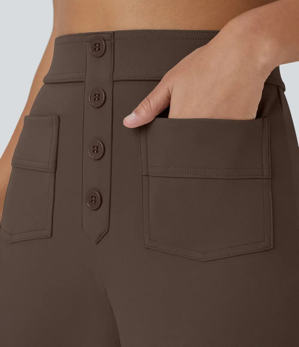 DayStretch High Waisted Pockets Straight Leg Casual Pants