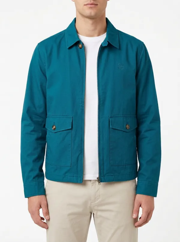Men's Nautical Compass Embroidered Zip-Up Jacket