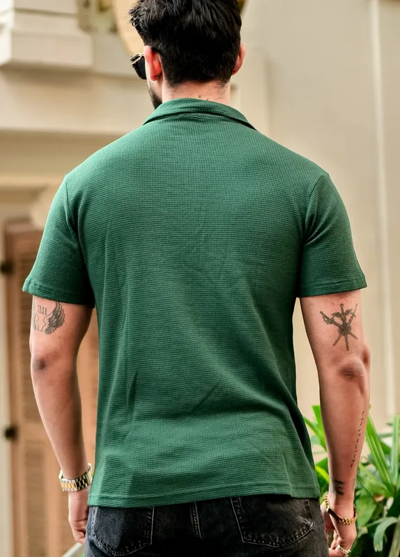 Green Casual Button Up Shirt