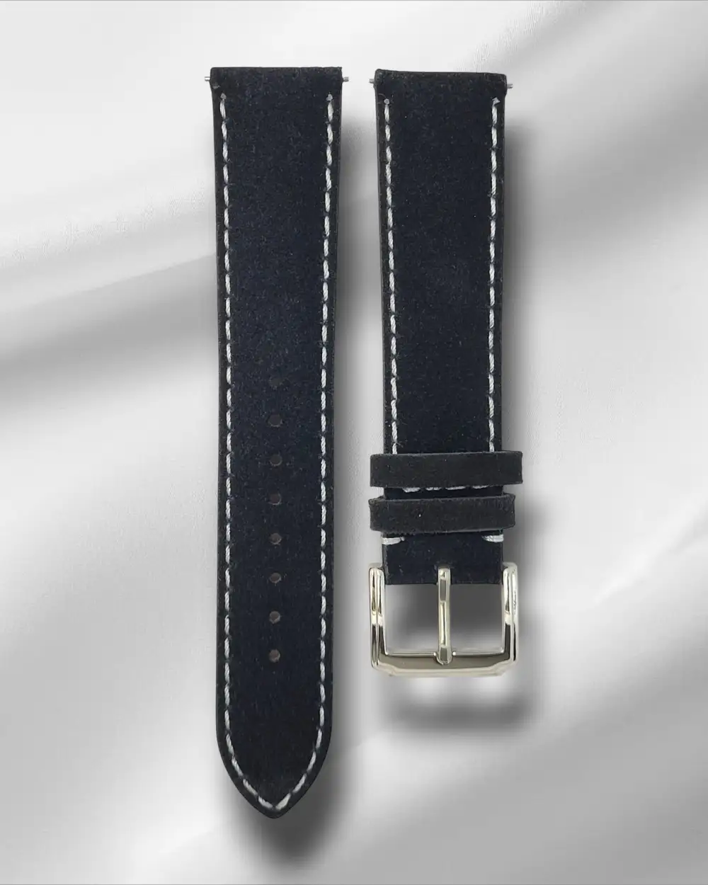 Refined Slim Quick Release Stitched Suede Leather Watch Strap