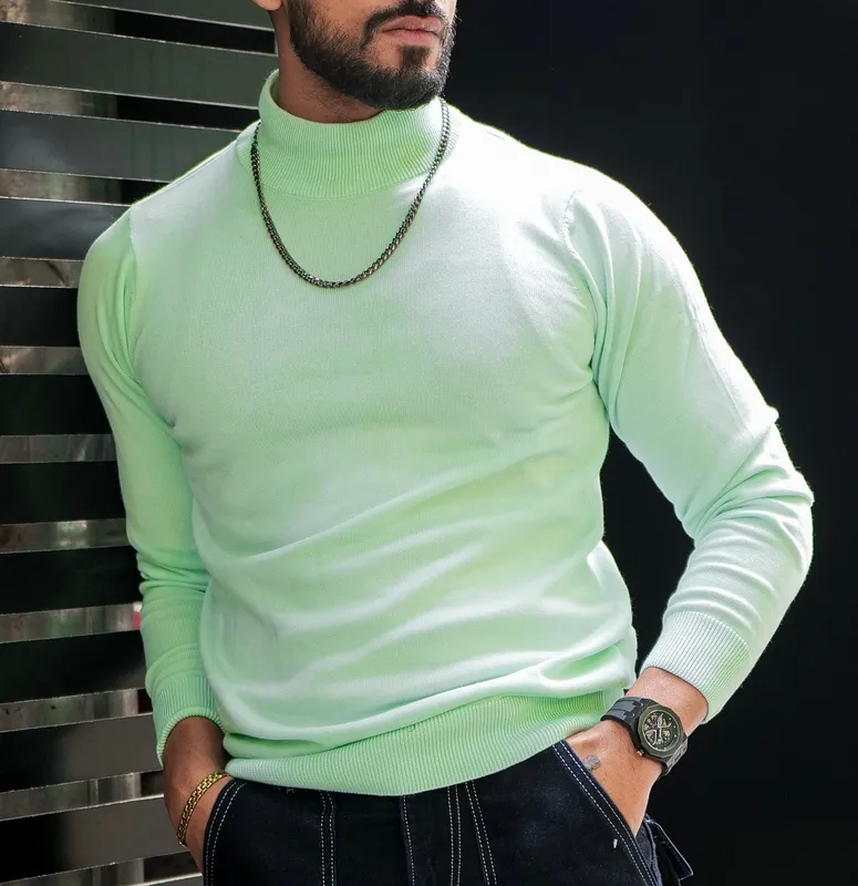 Light Green High Neck Sweater