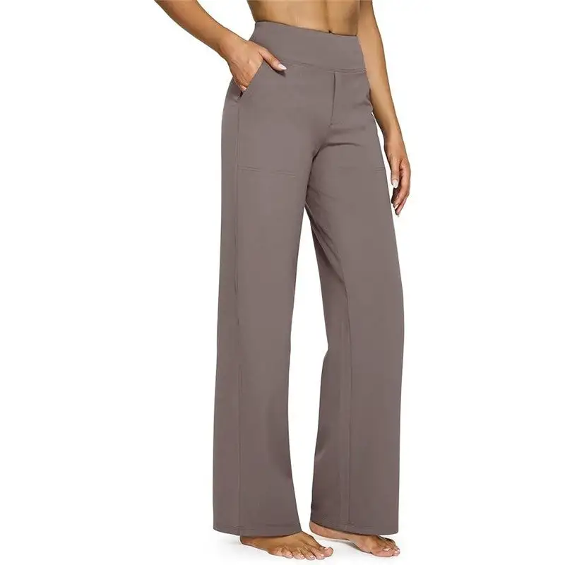 High Waist Straight Leg Loose Fit Pocket Pants