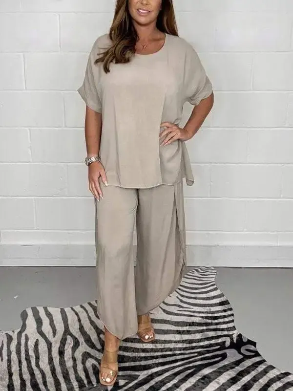 Fashion solid color loose casual suit
