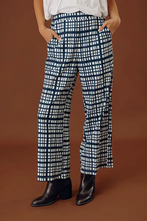 High Waist Relaxed Plaid Pants