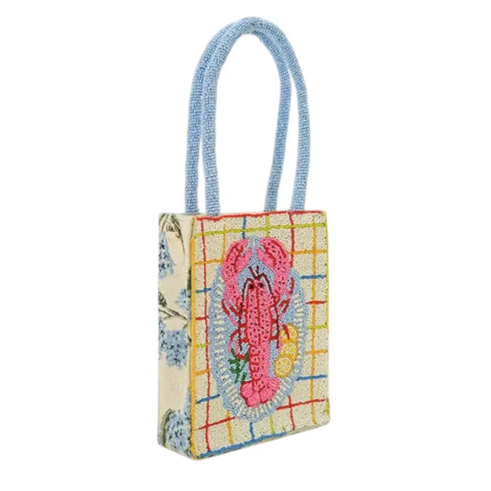 Lobster Beaded North South Tote