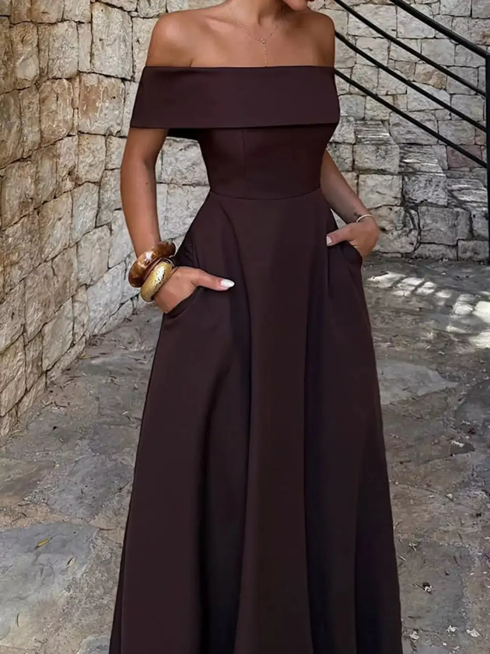 Structured Shape Off Maxi Dress