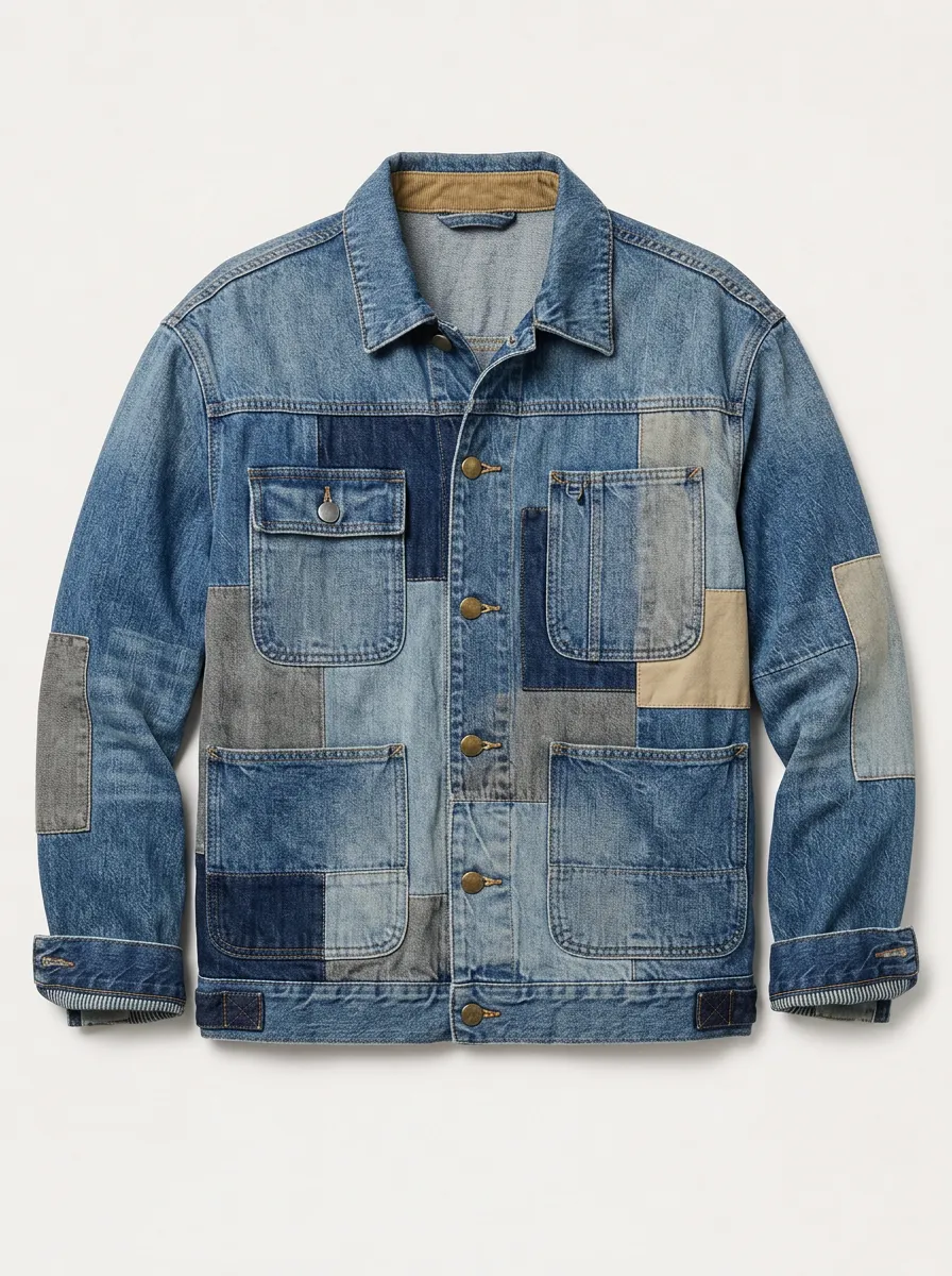 Men's Patchwork Denim Chore Jacket