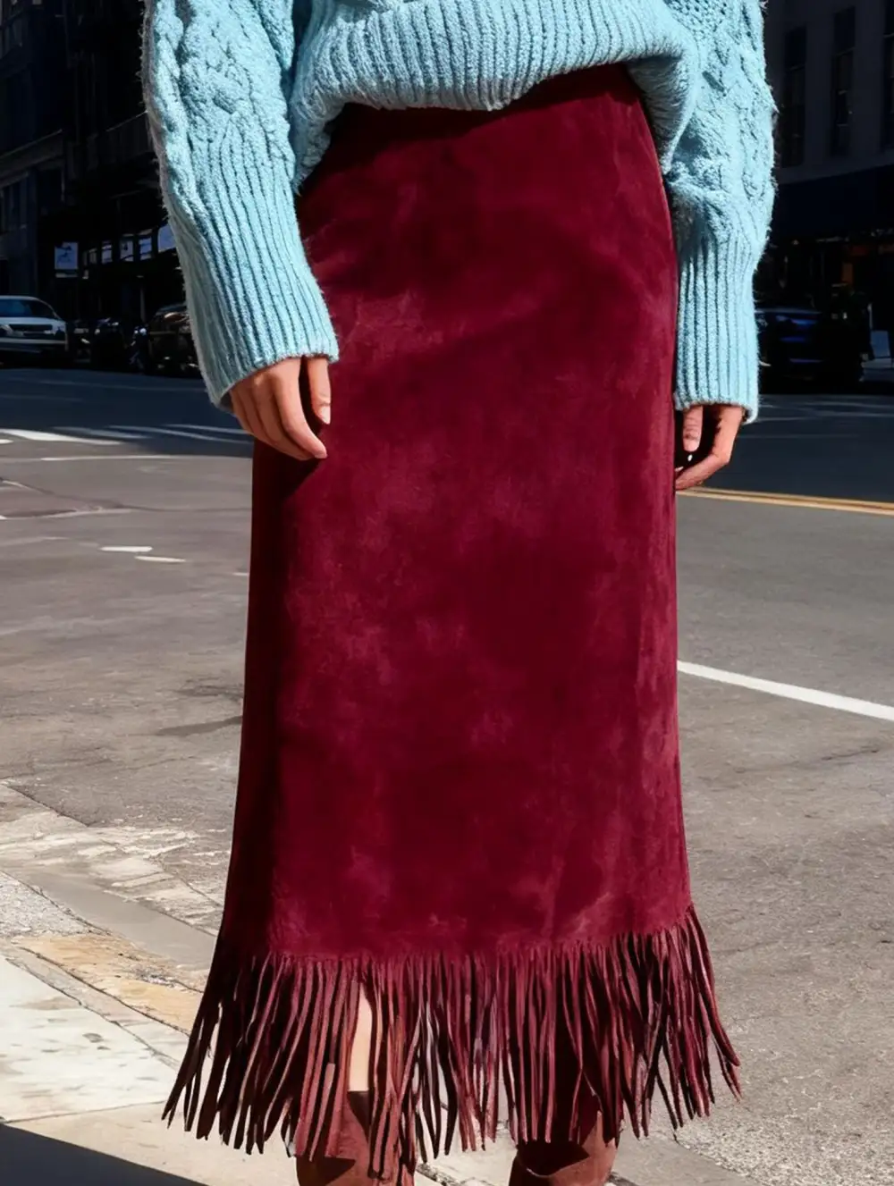 Tassel Tie Midi Skirt