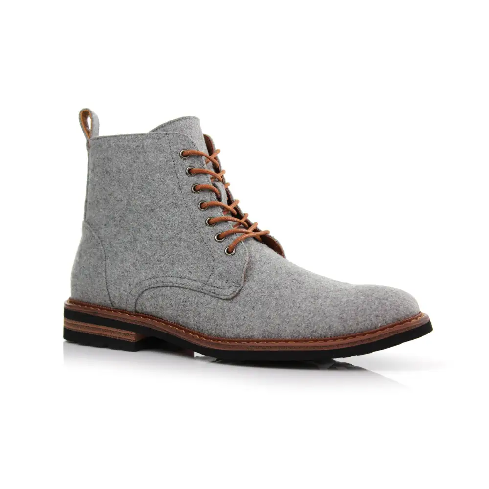 Faux-Leather Burnished Lace-Up Ankle Boots