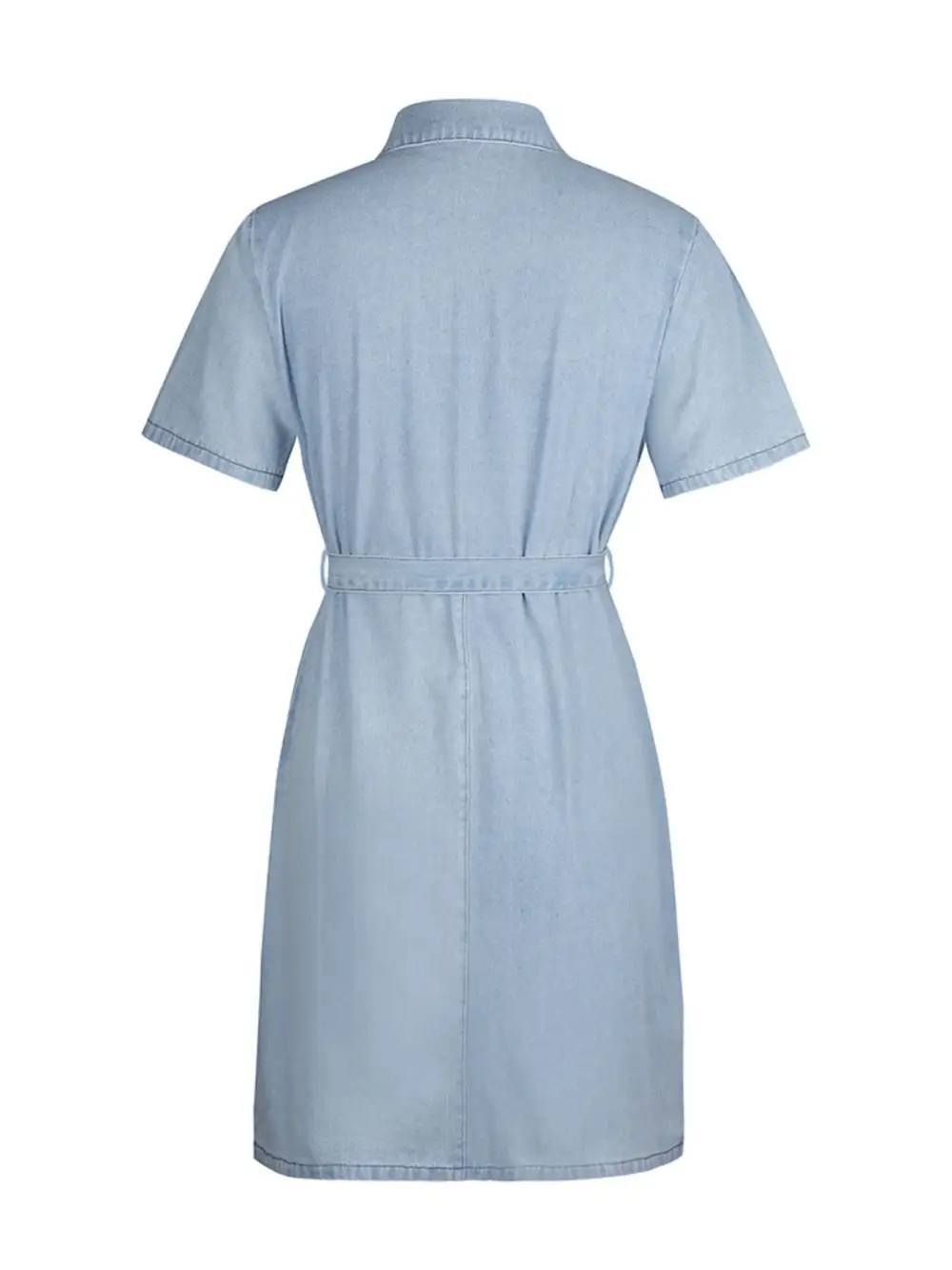 Denim Zip Front Short Sleeve Dress Casual