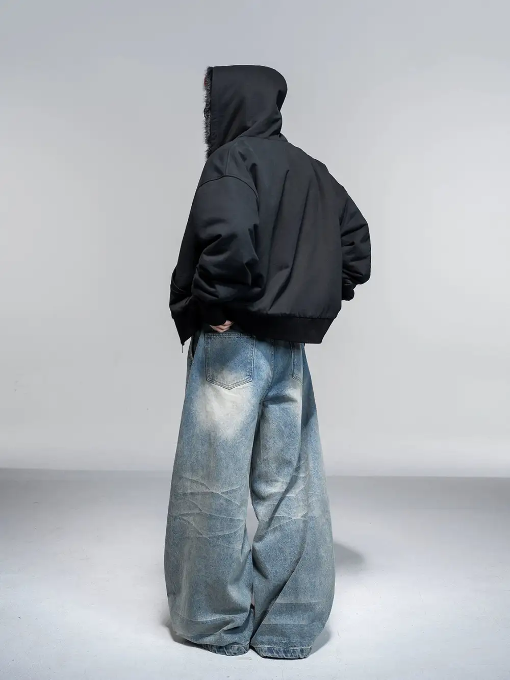 Ultra-Wide Whisker-Fade Faded Jeans