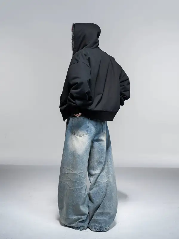 Ultra-Wide Whisker-Fade Faded Jeans