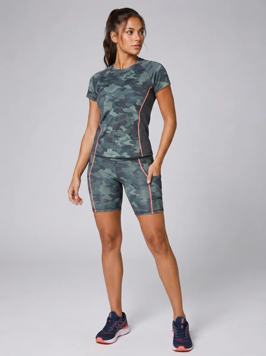 Women's Fitness Camouflage Printed Activewear Set
