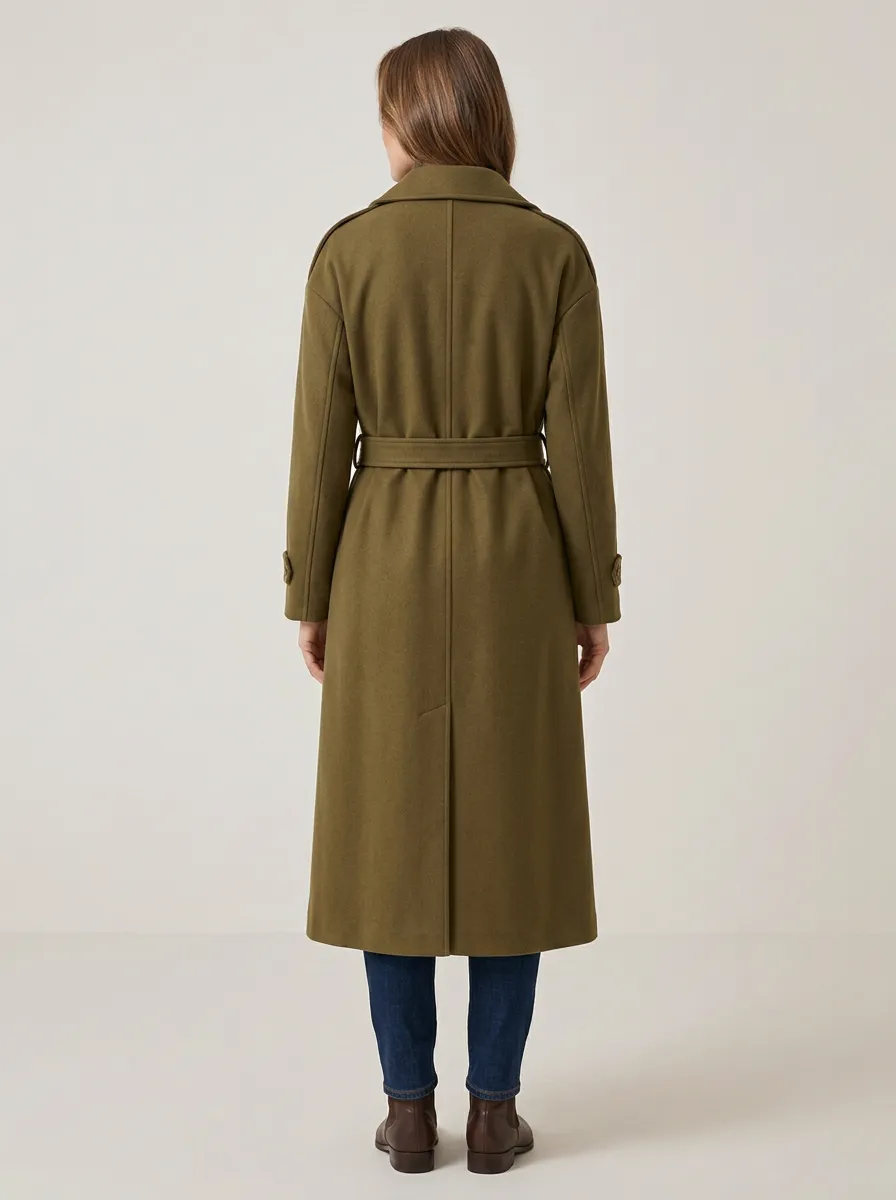 Women's Classic Belted Long Trench Coat