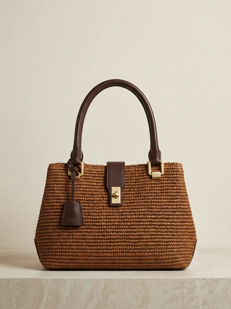 Woven Straw-Style Top-Handle Women's Top-Handle Handbag