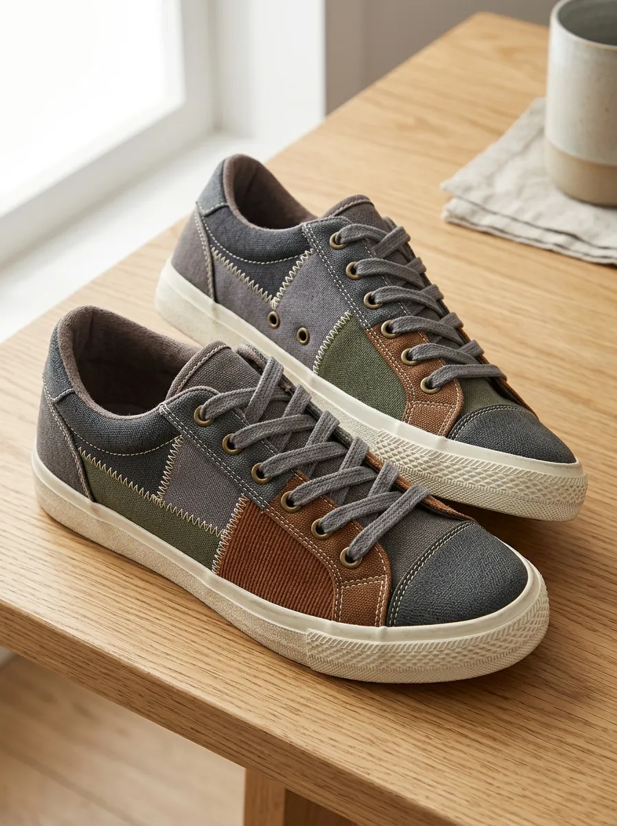 Men's Refined Casual Patchwork Colorblock Stitched Canvas Shoes