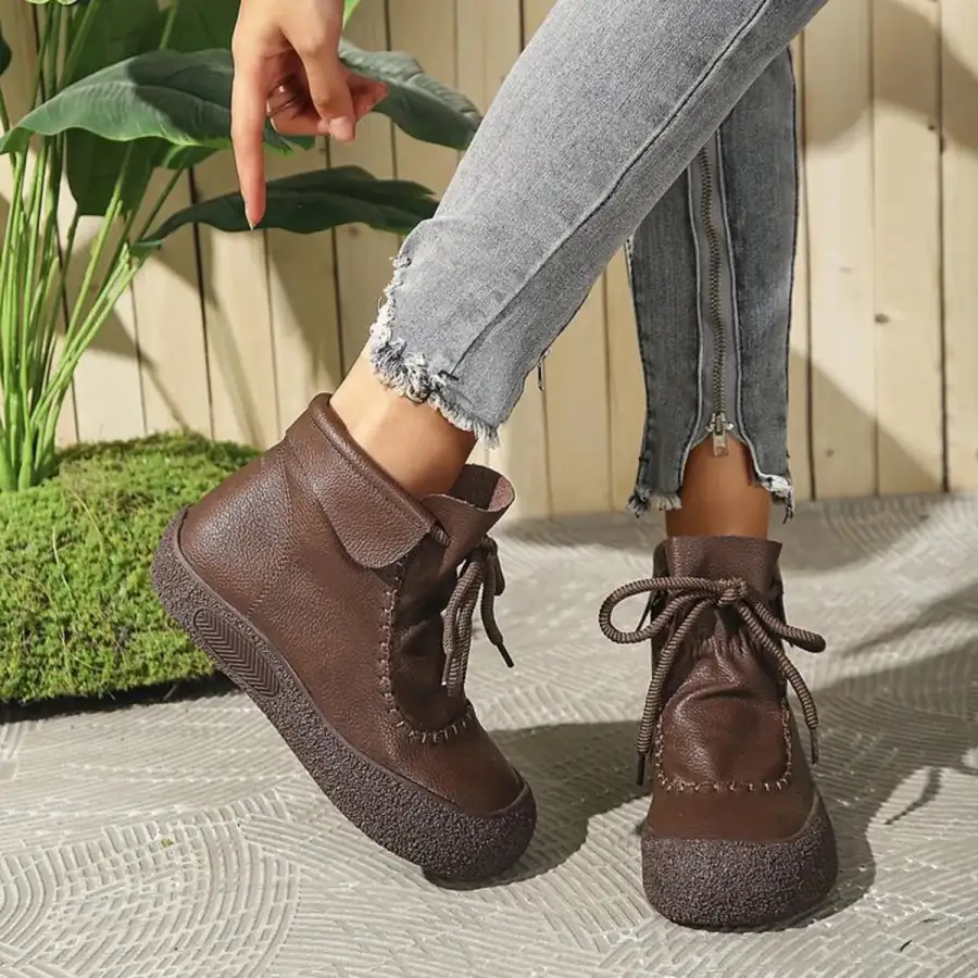 Classic Lace Up Platform Ankle Boots