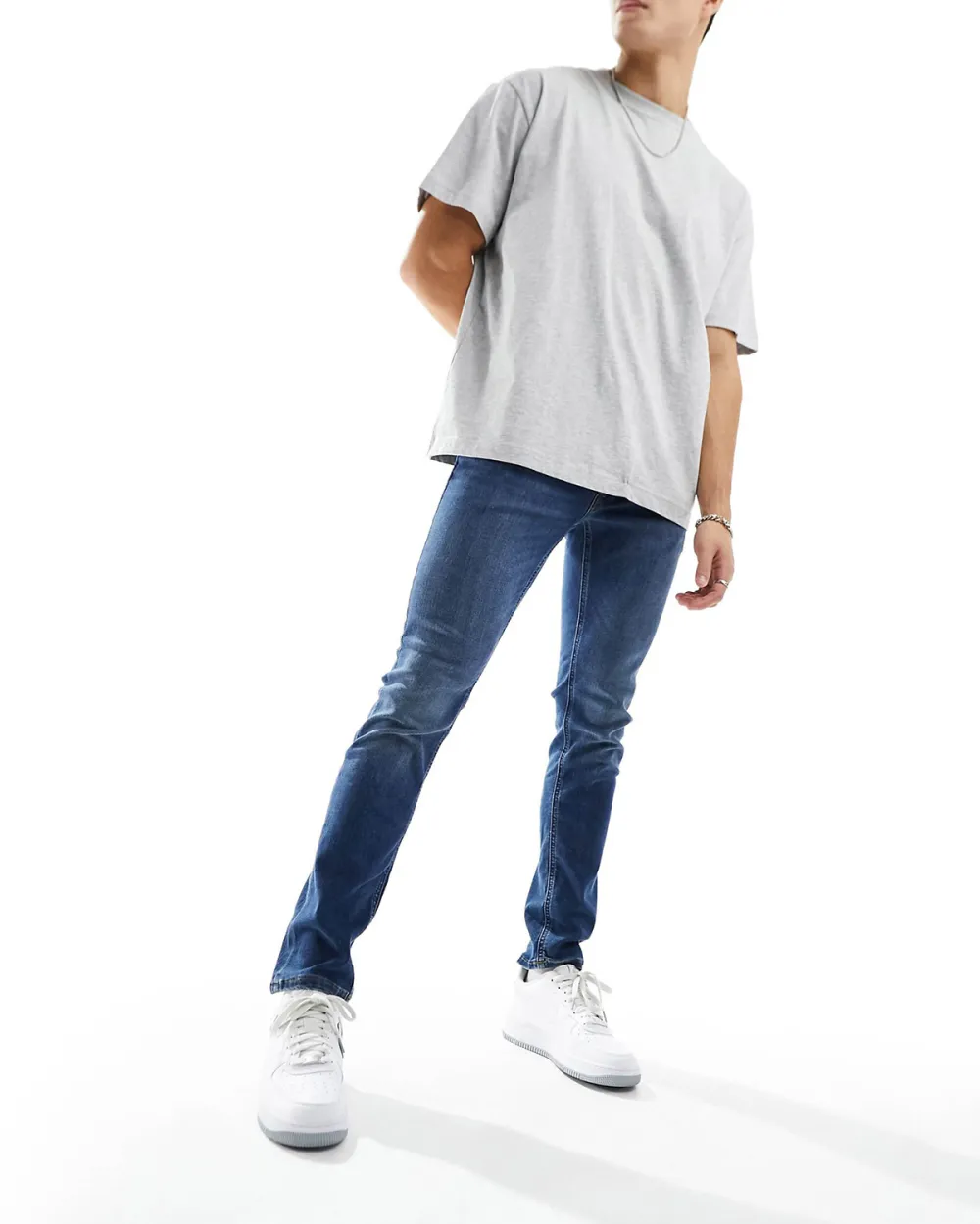 Skinny Fit Stretch Jeans In Mid Blue