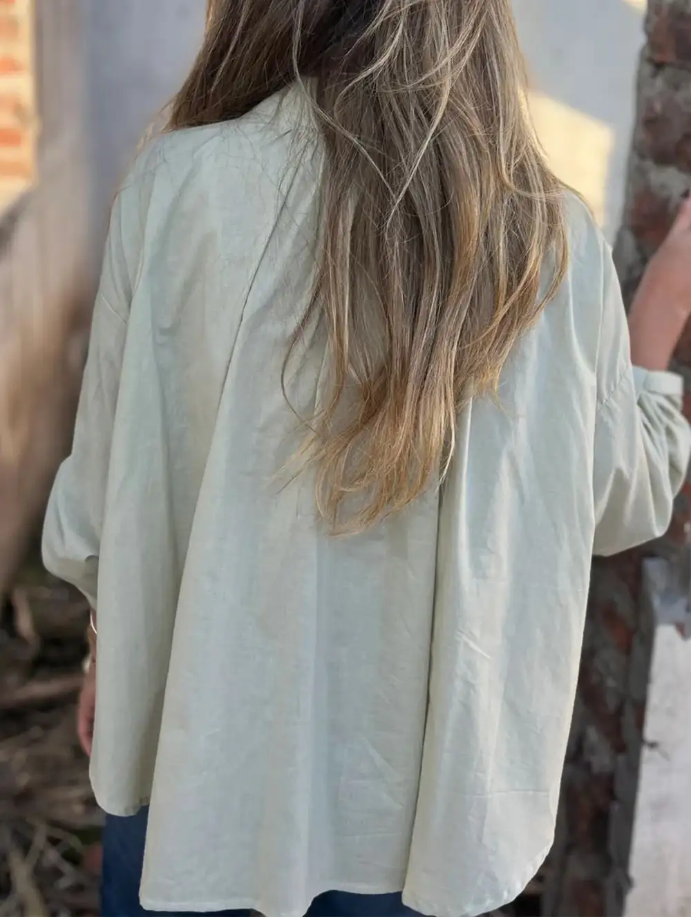 Loose V-Neck Pleated Shirt