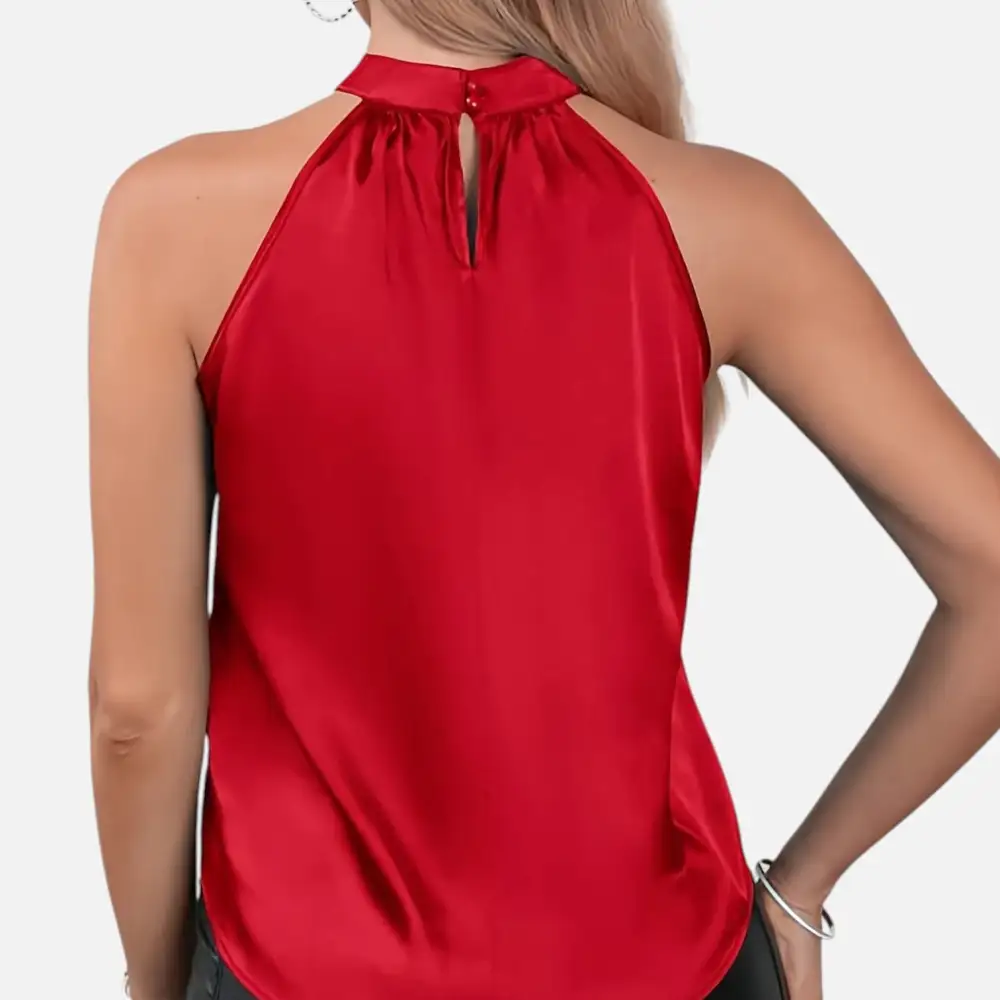 Satin Halter Neck Top  Sleeveless Occasion Style
