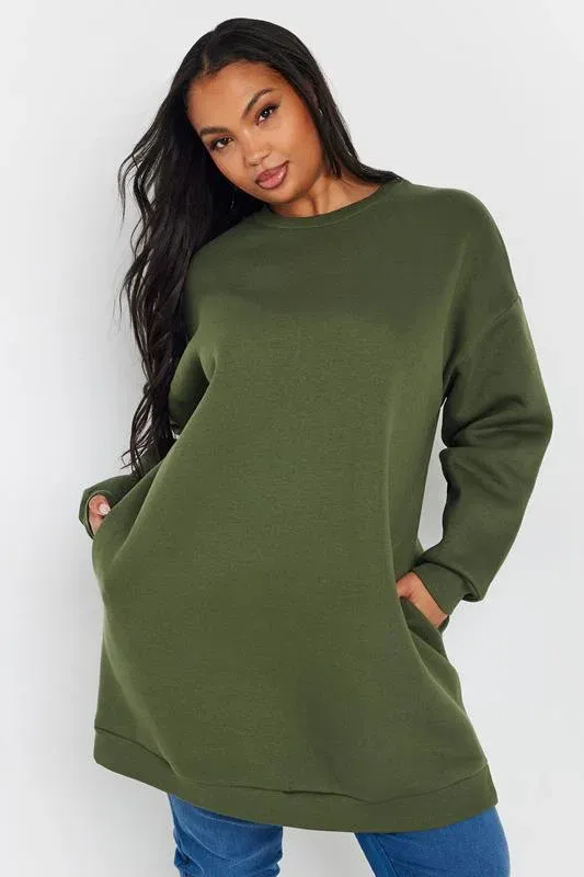 Khaki Green Sweatshirt Dress